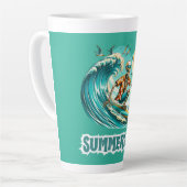 Surfen Skeleton Zomer Tussen Strand Vibes Latte Mok (Linkerhoek)
