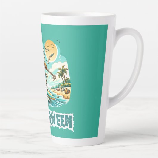 Surfen Skeleton Zomer Tussen Strand Vibes Latte Mok (Rechts)