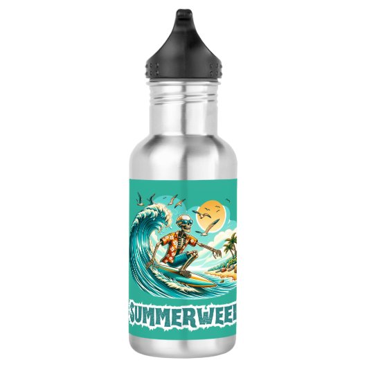 Surfen Skeleton Zomer Tussen Strand Vibes Waterfles (Rechts)