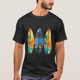 Surfen Strand Surfplank Retro Tropisch Hawaï Palm T-shirt