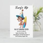 Surfen Surfen Strand Verjaardagsfeestuitnodigingen Kaart (Staand voorkant)