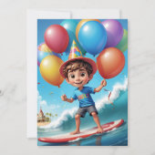 Surfen Surfen Strand Verjaardagsfeestuitnodigingen Kaart (Voorkant)