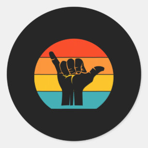 Surfen Surfer Handteken Retro Vintage Ronde Sticker