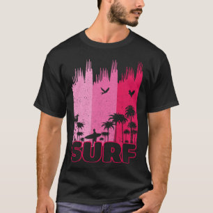 Surfen Surfer Retro Zomer Palmboom Fami T-shirt