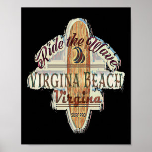 Surfen, Surfplank, Gedistresseerde Longboard Virgi Poster