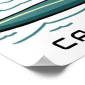 SURFEN Tabby Kat Grappig Schattige CUSTOM NAAM Kin Poster (Hoek)