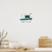 SURFEN Tabby Kat Grappig Schattige CUSTOM NAAM Kin Poster (Keuken)