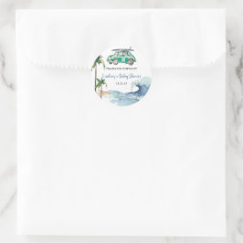 Surfen Thema Baby shower Invitation Beach Baby Ronde Sticker