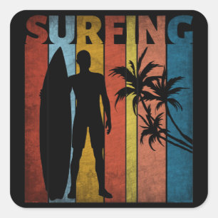 SURFEN TROPISCHE ZOMER VIERKANTE STICKER