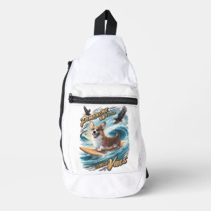 Surfen Welsh Corgi Catching Big Wave Sling Bag