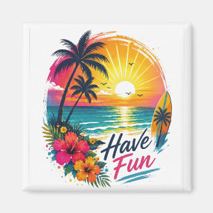 Surfen, Zon & Palmboom - Tropische Zomer Vibes Magneet