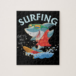 Surfen zorgt ervoor dat ik nat grappige haaienvinn legpuzzel