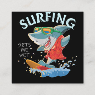 Surfen zorgt ervoor dat ik nat grappige haaienvinn vierkante visitekaartje