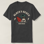 Surfen Zwart Strand San Diego T-shirt (Design voorkant)