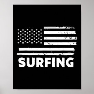 Surfend Leven Usa Vlag Patriottisch Sportontwerp Poster