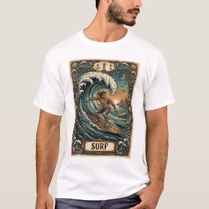 surfende ace tarotkaart stijl ontwerp t-shirt