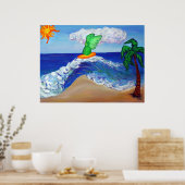 Surfende Angel Raphael Riding Healing Waves Poster (Keuken)