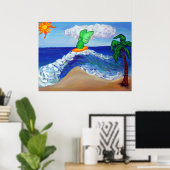 Surfende Angel Raphael Riding Healing Waves Poster (Thuiskantoor)