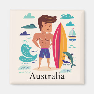 Surfende Australische douanenaam Magneet