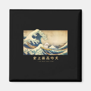 Surfende Bichon Frise Kanagawa Golf Japanse Hond F Magneet