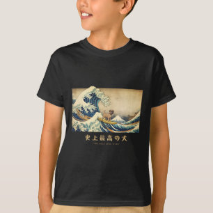 Surfende Border Terrier Kanagawa Golf Japanse Hond T-shirt
