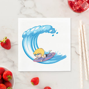 Surfende Boy Blue Wave Napkins Servet
