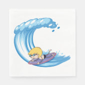 Surfende Boy Blue Wave Napkins Servet (Voorkant)