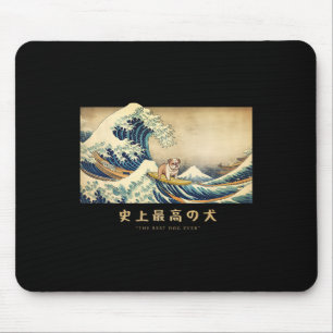 Surfende Engelse Bulldog Kanagawa Golf Japanse Hon Muismat