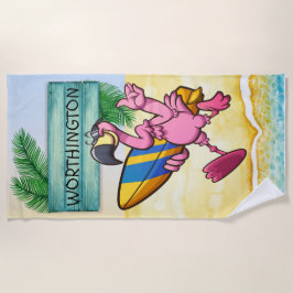 Surfende flamingo Beach Towel Strandlaken