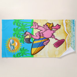 Surfende flamingo Beach Towel Strandlaken