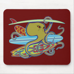 Surfende Halloween Octopus Muismat