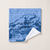 Surfende Hawaii Cutback Hawaiian Surfer - Blauw Bad Handdoek (Wasdoekje)