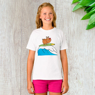 Surfende Hond Bulldog Rijdt Oceaangolf T-shirt