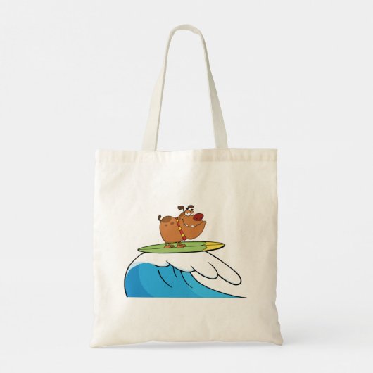 Surfende hond Funny Dog Canvas tas (Achterkant)