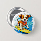 Surfende Hond Ronde Button 5,7 Cm (Voorkant /achterkant)