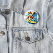 Surfende Hond Ronde Button 5,7 Cm (In situ)