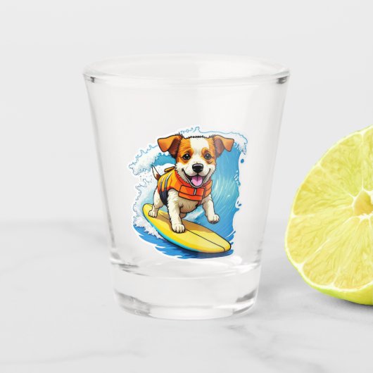 Surfende Hond Shot Glas (Voorkant)
