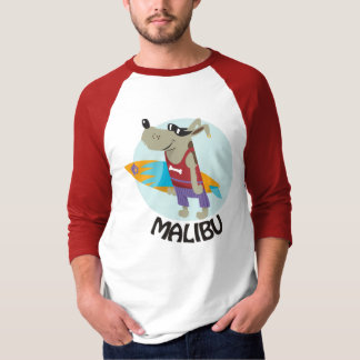 surfende hond t-shirt malibu