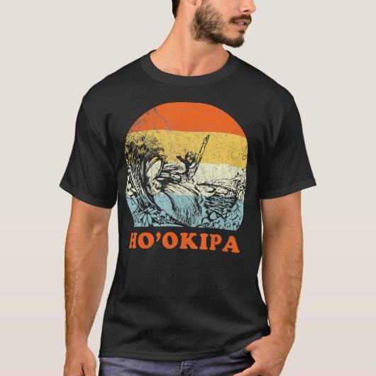 Surfende Hookipa Maui  Retro Throwback T-shirt (Voorkant)