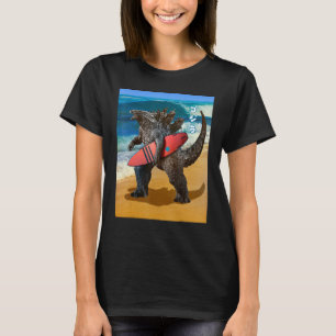 Surfende Japanse monster Kanji Retro Surfer T-shirt