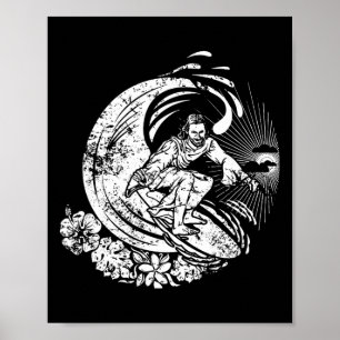 Surfende Jezus Vintage Vervuild Poster