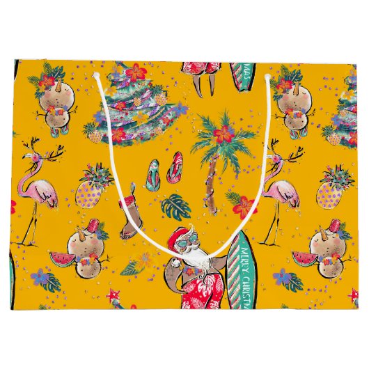 Surfende kerstcadeaus voor kerstcadeaus voor kerst groot cadeauzakje (Achterkant)