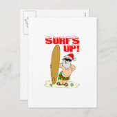 Surfende kerstman feestdagenkaart (Voorkant / Achterkant)