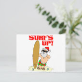 Surfende kerstman feestdagenkaart (Staand voorkant)