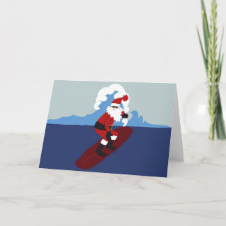 Surfende kerstman-Horizontale Wenskaarten Feestdagen Kaart
