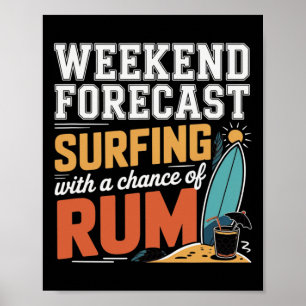 Surfende Kerstman Strand Vakantie Palmen Kerstmis Poster