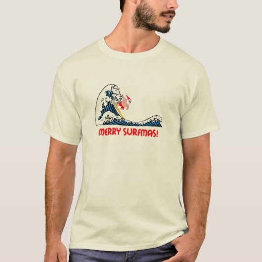 Surfende kerstman t-shirt (Voorkant)