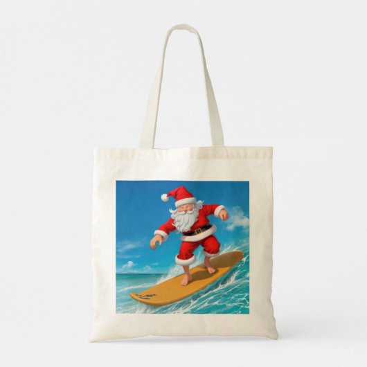 Surfende kerstman tote bag (Achterkant)