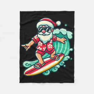 Surfende Kerstman Tropische Kerstvakantie Kerstmis Fleece Deken