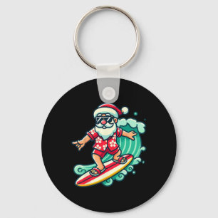 Surfende Kerstman Tropische Kerstvakantie Kerstmis Sleutelhanger